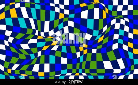 Checkered background with distorted squares Stock Vector