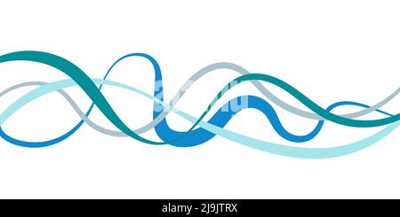 Water waves, blue lines. Abstract motion Stock Vector