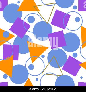 Seamless pattern with geometric memphis shapes Stock Vector