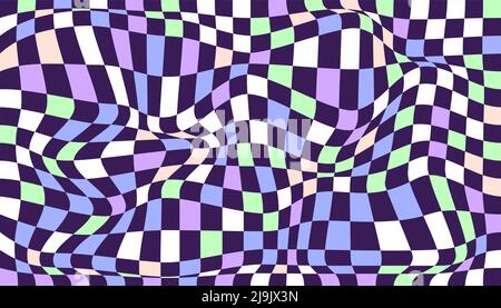 Checkered background with distorted squares Stock Vector