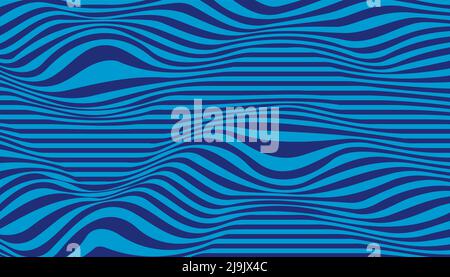 Striped abstract wavy background. Op art. Geometric pattern with distortion, optical illusion. Vector illustration Stock Vector
