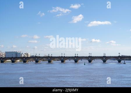 The Pont de Pierre in Bordeaux France during a sunny Stock Photo