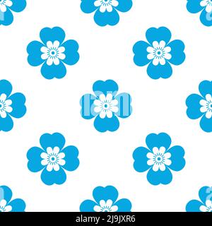 Blue Chamomile flower isolated on white background is in Seamless pattern - vector illustration Stock Vector