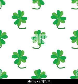 Beautiful clover leaves isolated on white background is in Seamless pattern - vector illustration Stock Vector