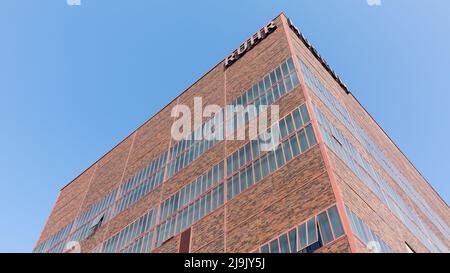 Essen, Germany - Mar 26, 2022: View on the former coking plant of Zeche Zollverein. A massive brick building. Nowadays the Ruhr Museum is inside the h Stock Photo