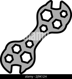 Bike Spanner Icon. Editable Bold Outline With Color Fill Design. Vector Illustration. Stock Vector