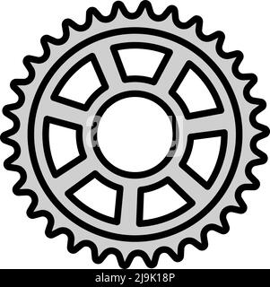 Bike Gear Star Icon. Editable Bold Outline With Color Fill Design. Vector Illustration. Stock Vector