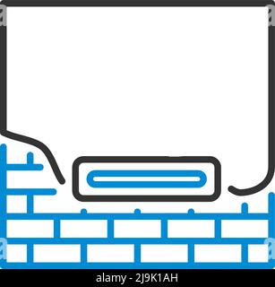 Icon Of Plastered Brick Wall. Editable Bold Outline With Color Fill Design. Vector Illustration. Stock Vector