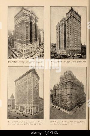 Hotel McAlpin; Hotel Vanderbilt; Belmont Hotel; Waldorf-Astoria Hotel from the book ' New York illustrated ' Publication date 1916 Publisher New York : Success Postal Card Co. Stock Photo