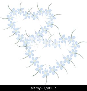 Frame of flowers in the shape of two hearts in fashionable blue tones, made in watercolor technique. Great for napkins, towels, posters, banners. Abstract background.  Stock Vector