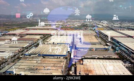 Smart factory concept. Communication network. INDUSTRY4.0 Stock Photo