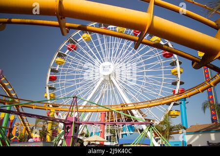 pacific park Ferris wheel at Santa Monica Pier Stock Photo