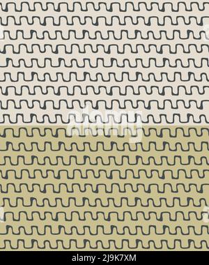 Ethnic seamless pattern. Doodle, hand drawn zigzag ornamental line, black ink brush stroke. Beige, gold easy editable color background Stock Vector