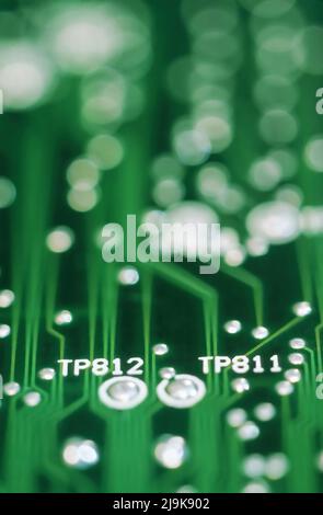 Selective focus detail of electronic circuit board Stock Photo