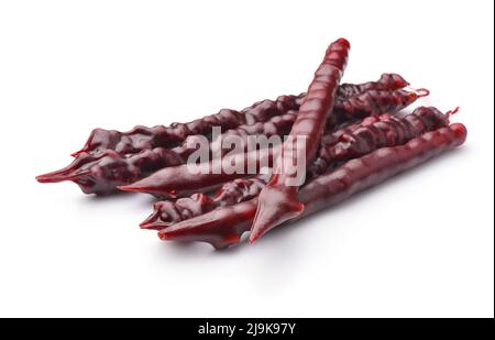 Group of traditional homemade georgian sweets churchkhela isolated on white Stock Photo