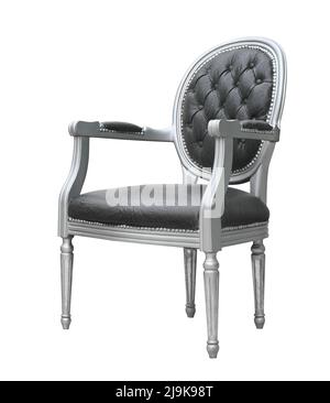 Old antique leather armchair isolated on white Stock Photo