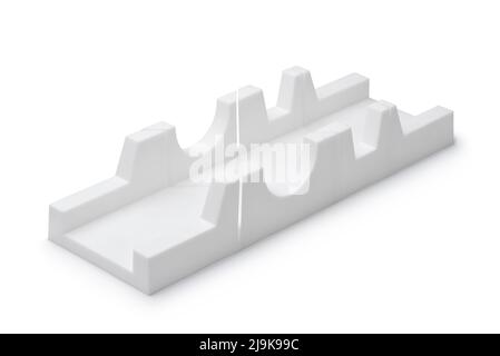 White plastic mitre box isolated on white Stock Photo