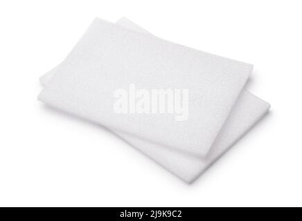 Two white polyethylene foam sheets isolated on white Stock Photo