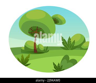 Flat cartoon forest scenery,landscape objects,city park elements vector illustration concept Stock Vector