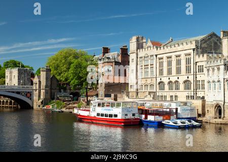 Boats on river Ouse in York, England. Stock Photo