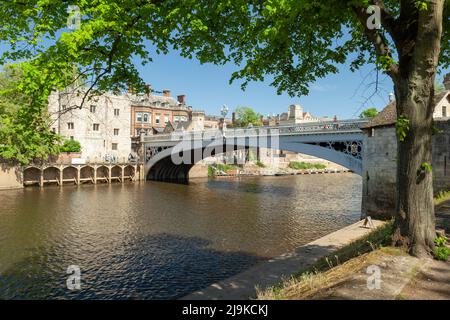 Spring afternoon at Lendal Bridge over river Ouse in York, England. Stock Photo