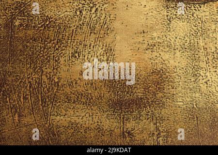 Abstract art background dark brown and golden colors. Watercolor painting on canvas with bronze gradient. Fragment of artwork on paper with wavy beige Stock Photo