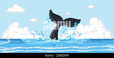A tail of humpback whale above the water illustration Stock Vector ...