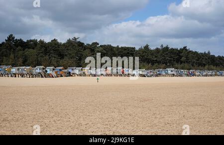 row of beach huts at wells-next-the-sea, north norfolk, england Stock Photo