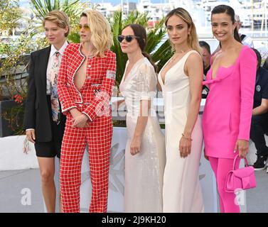 Lea Seydoux, Kristen Stewart, Nadia Litz, Denise Capezza & Lihi Kornows at  the 'Crimes of The Future' 75th Cannes Film Festival Photocall