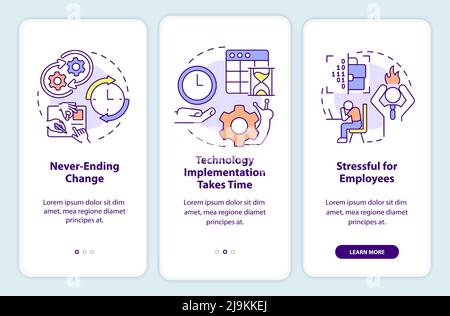 Digital transformation cons onboarding mobile app screen Stock Vector