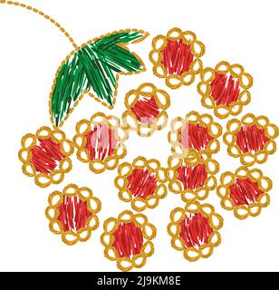 Ukrainian embroidery ornament. Viburnum berries  Stock Vector