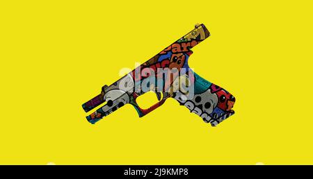 cartoon gun illustration graphic art Stock Vector