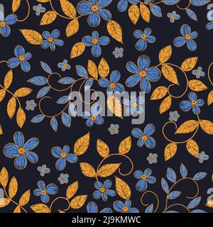 Ukrainian floral flower embroidery seamless pattern. Vector ethnic illustration Stock Vector