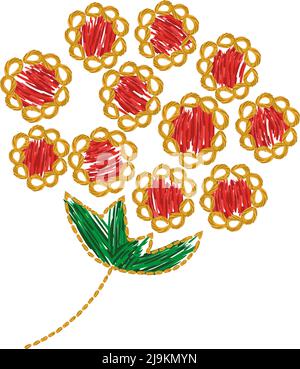 Ukrainian embroidery ornament. Viburnum berries  Stock Vector