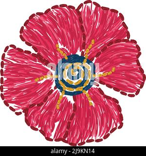 Ukrainian embroidery folk ornament. Poppy flower embroidered  Stock Vector