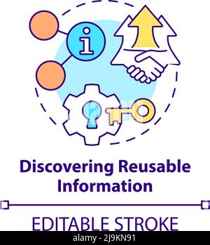 Discovering reusable information concept icon Stock Vector