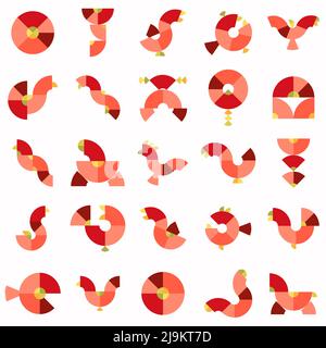 Set of Tangram Puzzle. Tangram Circle. Stock Vector