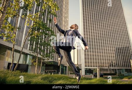 agile business. professional network administrator hold computer. boss with modern wireless laptop. Stock Photo
