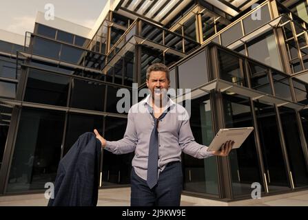 stock market declines is a cause of business loss of frustrated man, stock devaluation Stock Photo