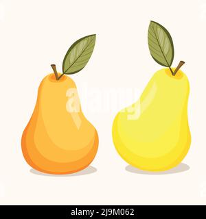 Pear icon isolated on white background. Natural delicious fresh ripe tasty fruit. Template vector illustration for packaging, banner, card and other Stock Vector