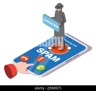 Spam call vector phone fraud and scam design Stock Vector