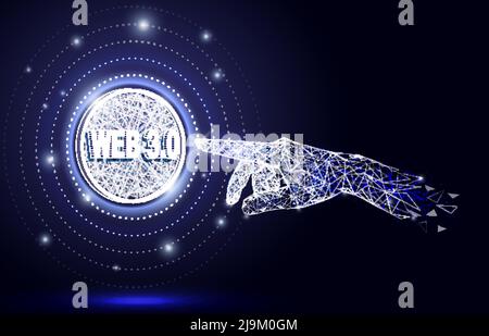 Human hand reaching web 3.0 abstract vector Stock Vector