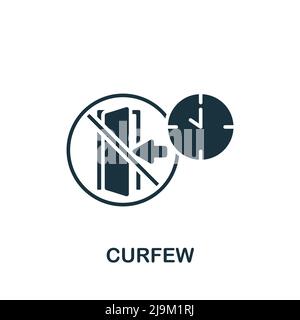 Curfew icon. Monochrome simple Quarantine icon for templates, web design and infographics Stock Vector