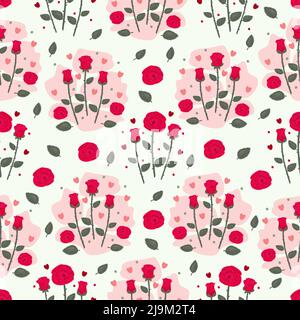 Red roses, colorful seamless pattern Stock Vector