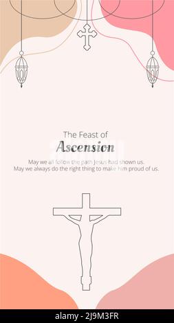 Feast of Ascension Day Jesus Christ Greeting Card Vector Illustration Stock Vector