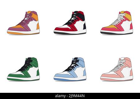 Set of sports sneakers shoe vector illustration Stock Vector