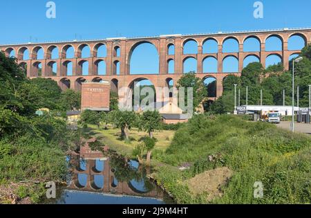 Goltzsch viaduct - world's largest brick built bridge in Netzschkau, Saxony. Designed by Johann Andreas Schubert completed 1851. Spans River Goltzsch Stock Photo