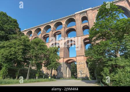 Goltzsch viaduct - world's largest brick built bridge in Netzschkau, Saxony. Designed by Johann Andreas Schubert completed 1851. Spans River Goltzsch Stock Photo