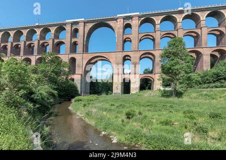 Goltzsch viaduct - world's largest brick built bridge in Netzschkau, Saxony. Designed by Johann Andreas Schubert completed 1851. Spans River Goltzsch Stock Photo