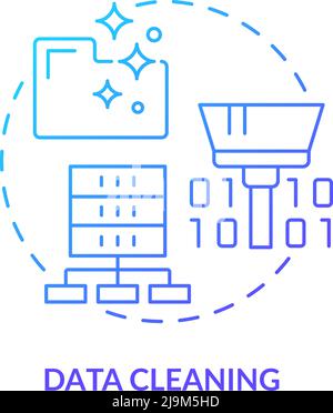 Data cleaning blue gradient concept icon Stock Vector
